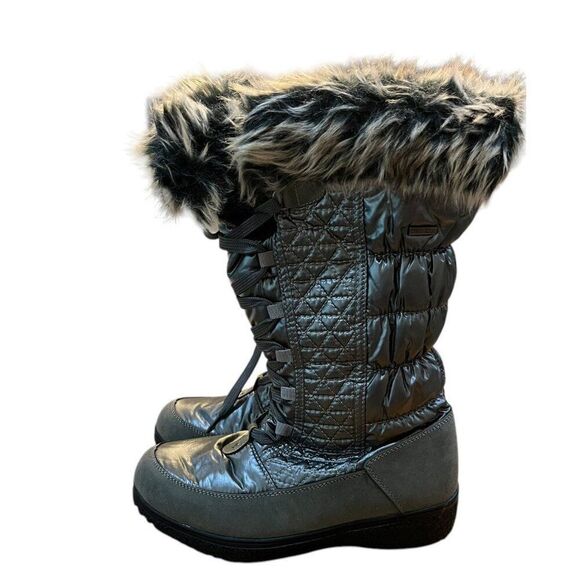 Ladies Size 7.5 Flexus by Spring Step Fur Lined Silver Boots Rain Snow Calf NWT - Picture 5 of 9